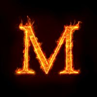 fire alphabets in flame, letter M